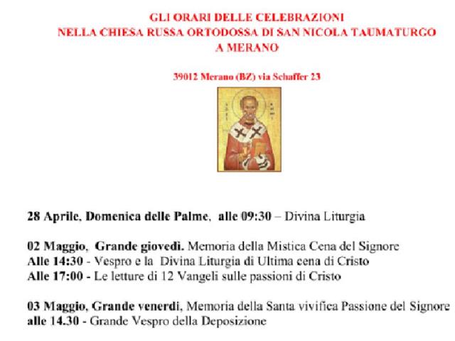 Foto per Calendario liturgico nella chiesa ortodossa a Merano Pasqua ortodossa 2024